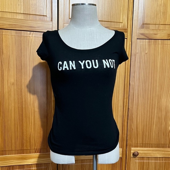 Express XS Black Graphic T-shirt Cotton Modal Blend Soft Fabric Scoop Neck - Picture 3 of 8